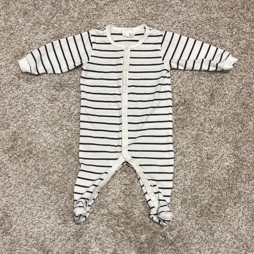 Petit Lem Black and White Striped Footie